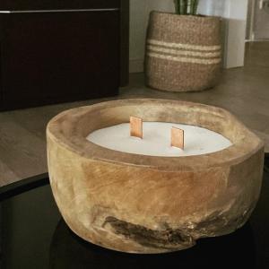Velas envase de madera